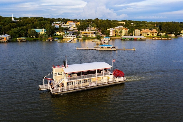 view of dock featuring a water view