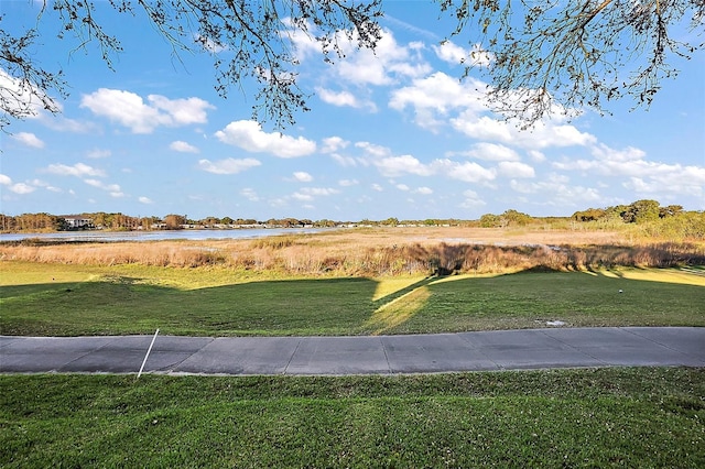 view of yard with a water view