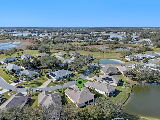 bird's eye view featuring a water view