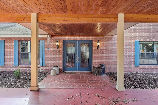 property entrance with french doors