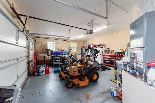 garage with a garage door opener