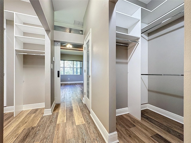 spacious closet with wood-type flooring