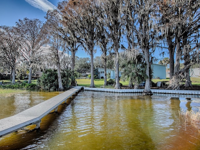 dock area featuring a water view