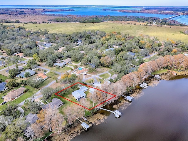 bird's eye view featuring a water view