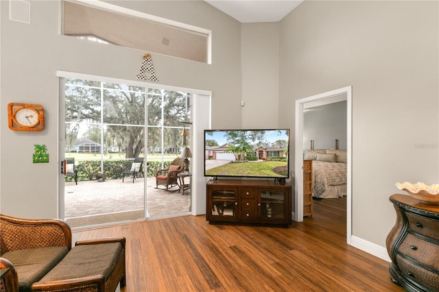 interior space with hardwood / wood-style floors