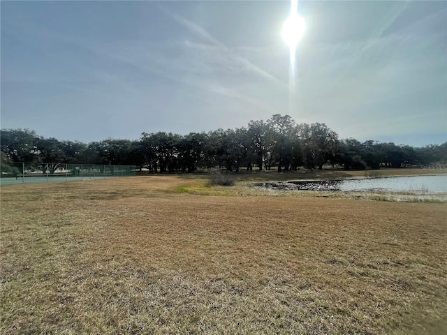 view of yard with a water view