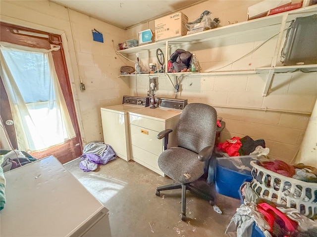 washroom featuring washer and dryer