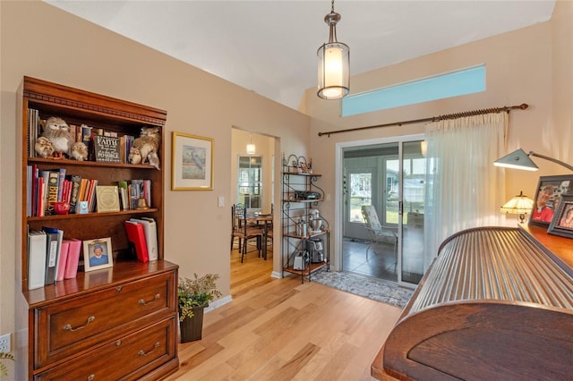 interior space with light hardwood / wood-style flooring