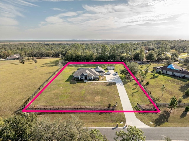 bird's eye view featuring a rural view