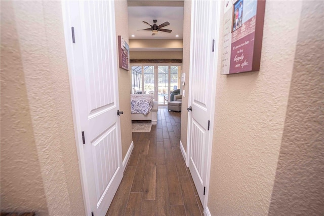 hallway featuring dark hardwood / wood-style floors