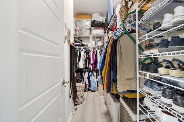 walk in closet featuring light hardwood / wood-style floors