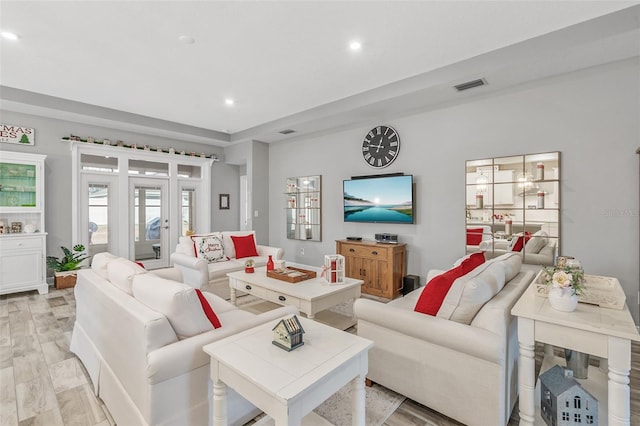 living room featuring light hardwood / wood-style floors