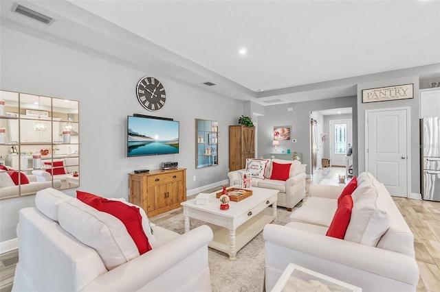 living room featuring light hardwood / wood-style floors