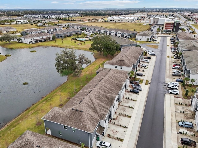 bird's eye view featuring a water view