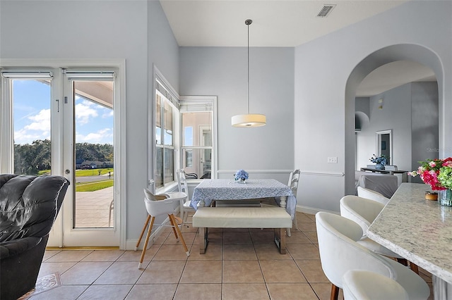 view of tiled dining room