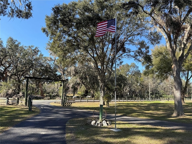 view of property's community with a yard