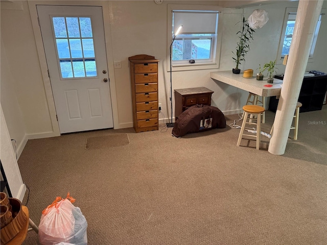 entryway featuring carpet flooring