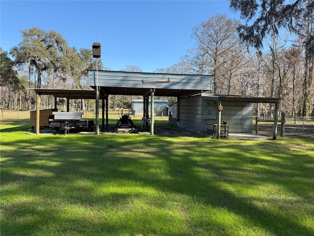 view of yard featuring a carport