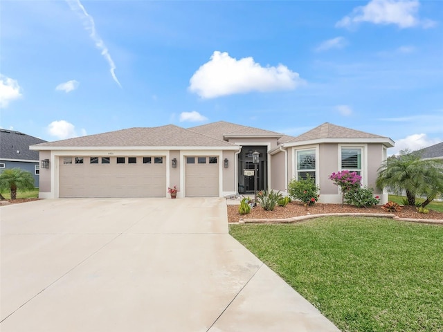 view of front of house featuring a garage and a front yard