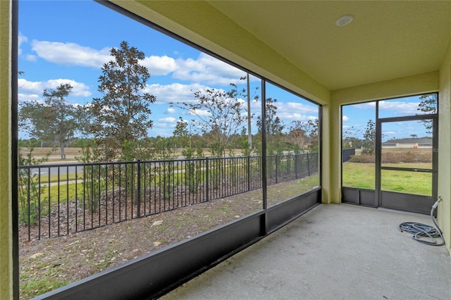 view of unfurnished sunroom