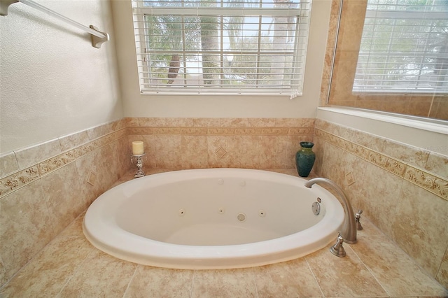 bathroom with a bathtub and plenty of natural light