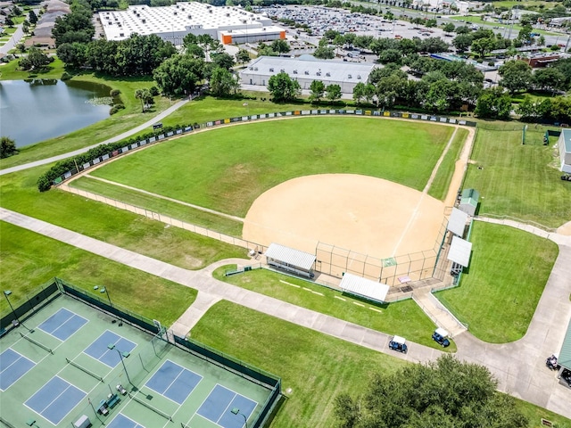 bird's eye view featuring a water view