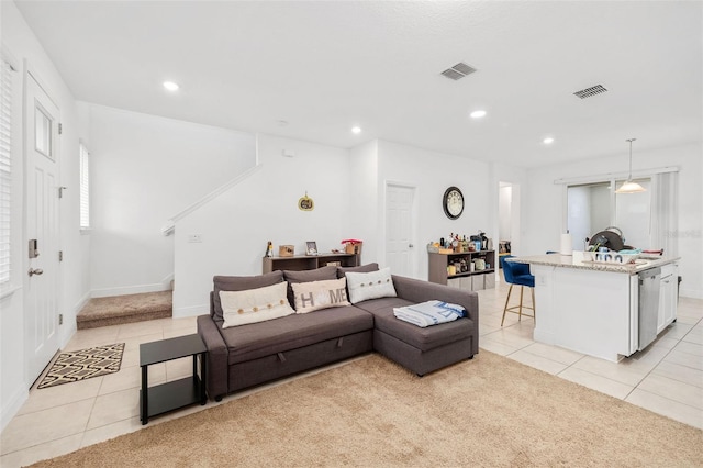 view of tiled living room