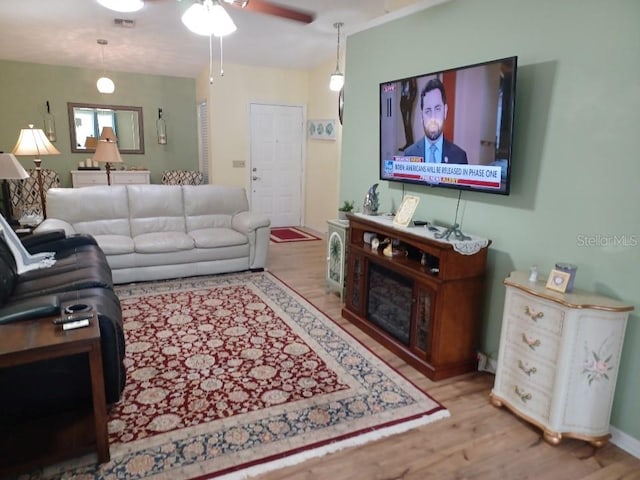 living room featuring hardwood / wood-style flooring