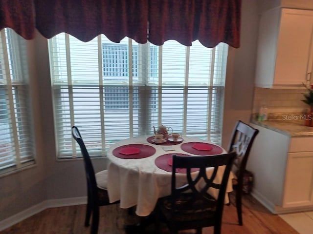 dining room with a healthy amount of sunlight and light wood-type flooring