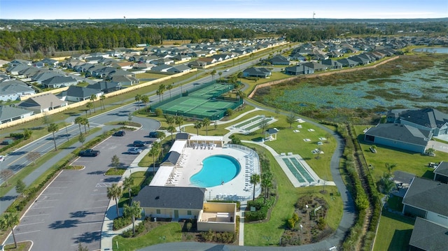 bird's eye view with a residential view