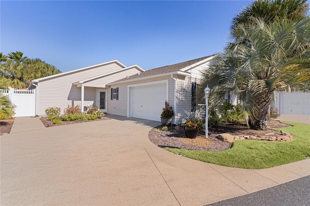 single story home with a garage