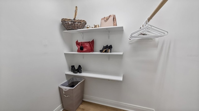 walk in closet featuring light wood-type flooring