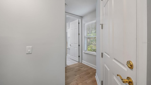 hall featuring light hardwood / wood-style flooring