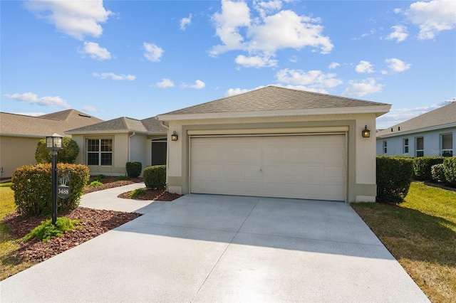 single story home with a garage