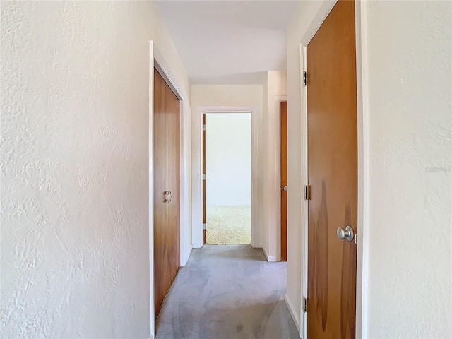 hallway with light carpet