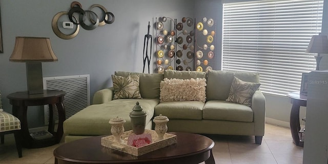 view of tiled living room