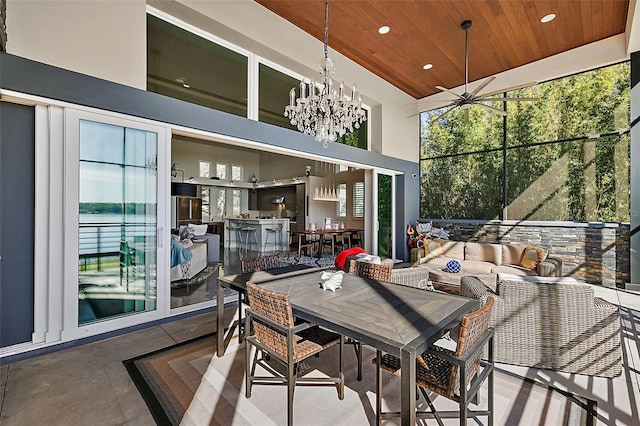 view of patio / terrace with ceiling fan and outdoor lounge area