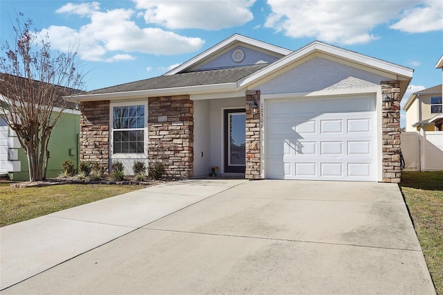 ranch-style home with a garage