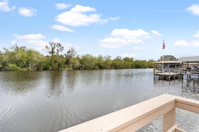 view of dock featuring a water view