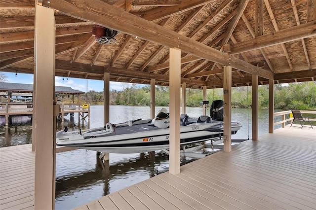 dock area featuring a water view