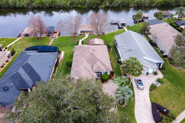 bird's eye view featuring a water view