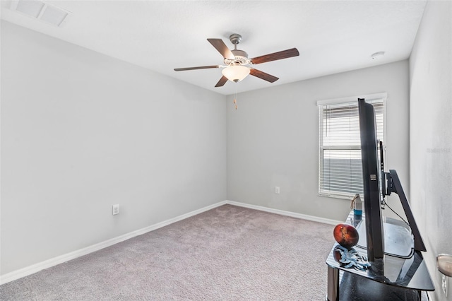 13557 Willow Bluestar Loop, Riverview, FL 33579 - workout area with baseboards, visible vents, ceiling fan, and carpet