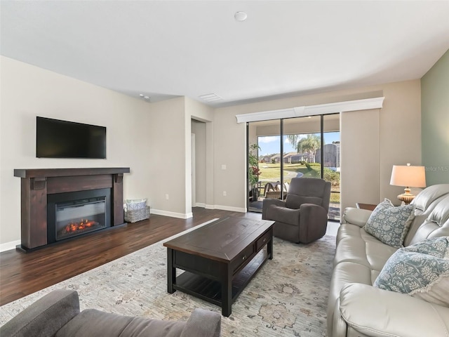 living room featuring hardwood / wood-style flooring