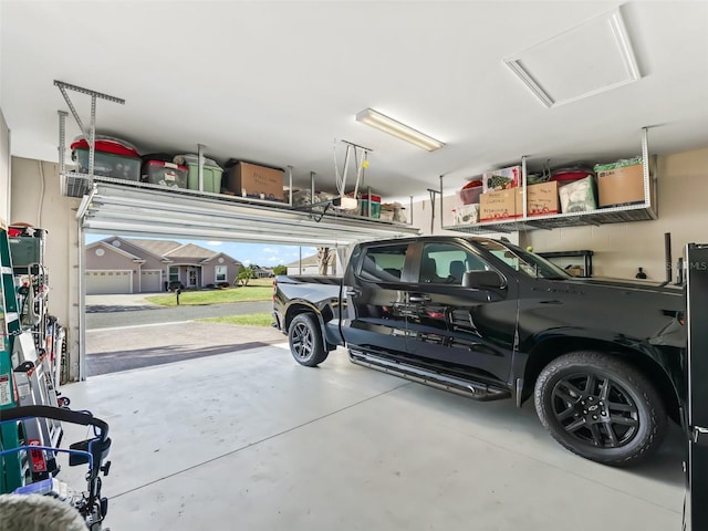 garage with a garage door opener