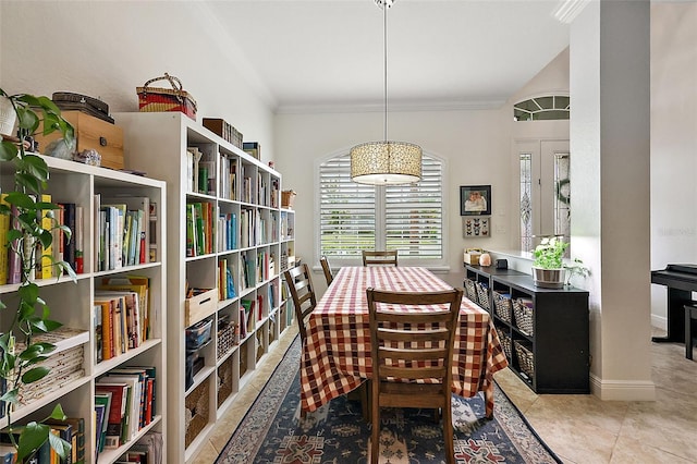 dining area with light tile patterned floors