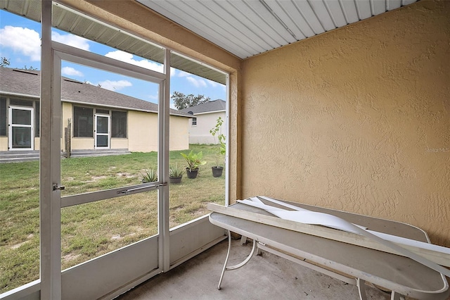 view of unfurnished sunroom