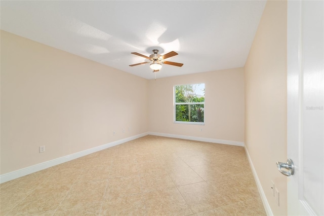 spare room with ceiling fan