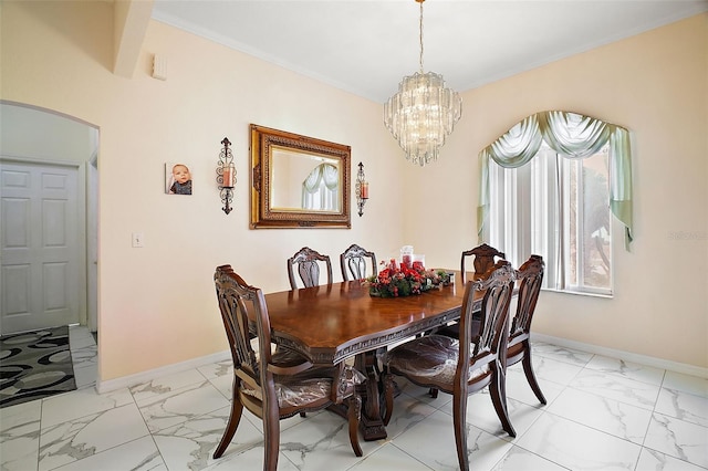 dining room featuring a chandelier