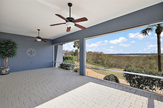 view of patio with ceiling fan