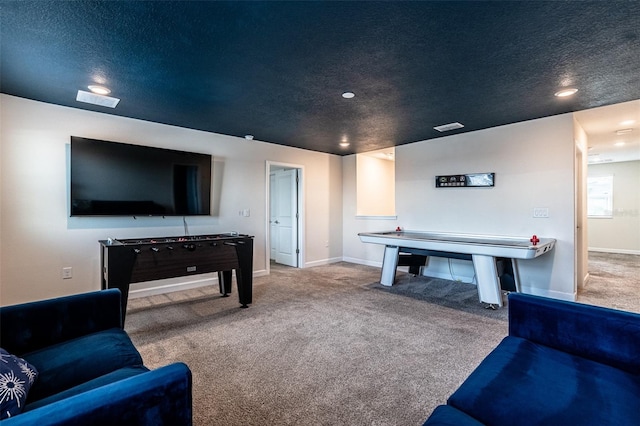 1257 Challenge Dr, Davenport, FL 33896 - carpeted living room with a textured ceiling and recessed lighting